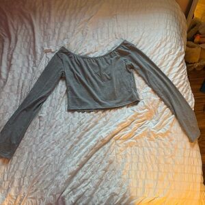 SHEIN Gray Long Sleeve Crop Top